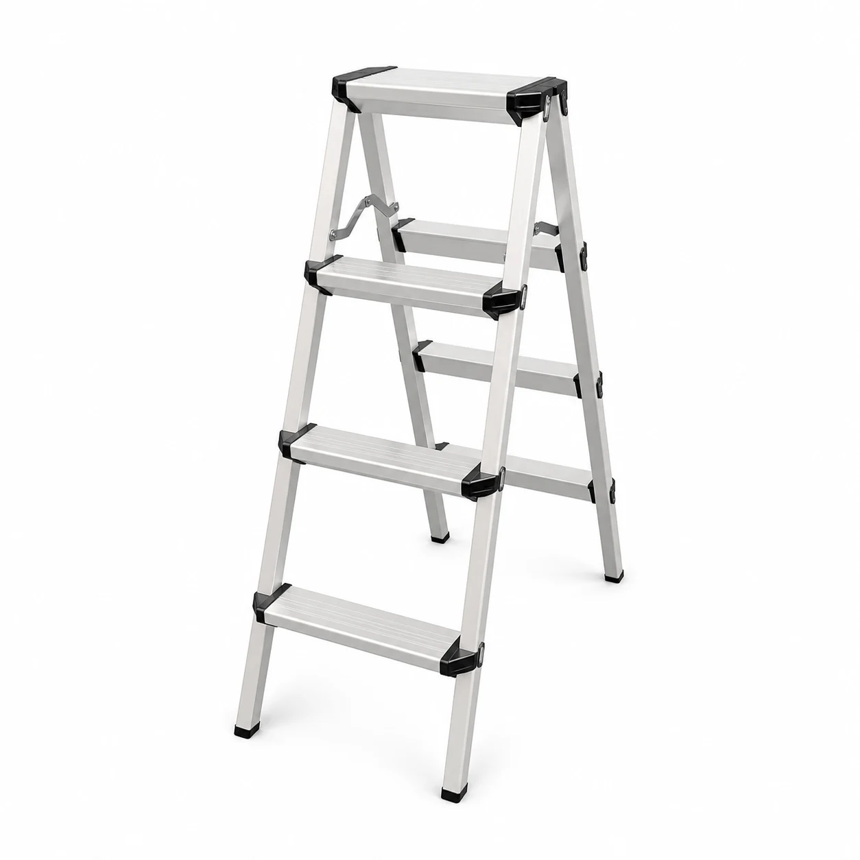 Folding aluminum step ladder