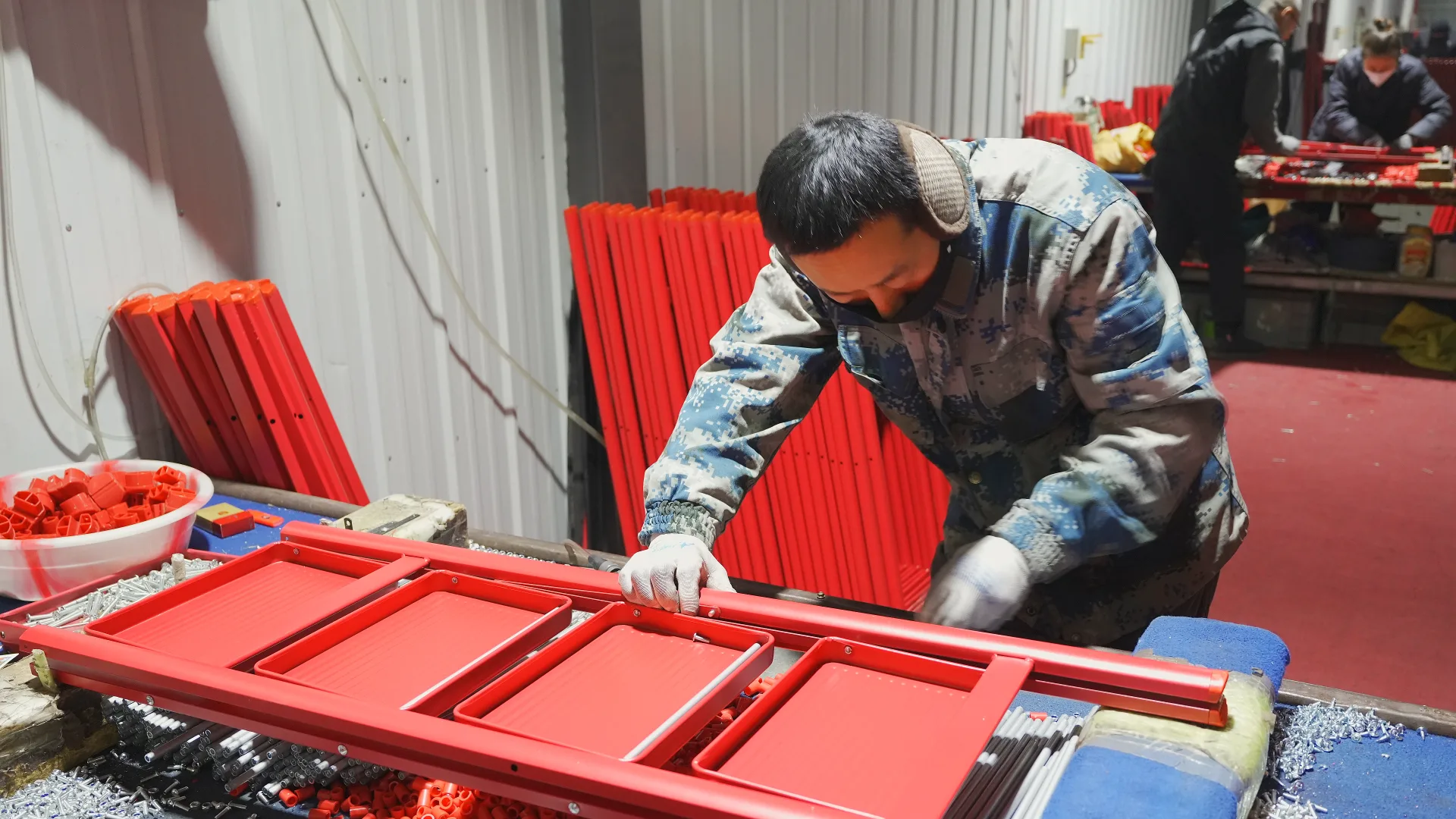 Step ladder assembly line