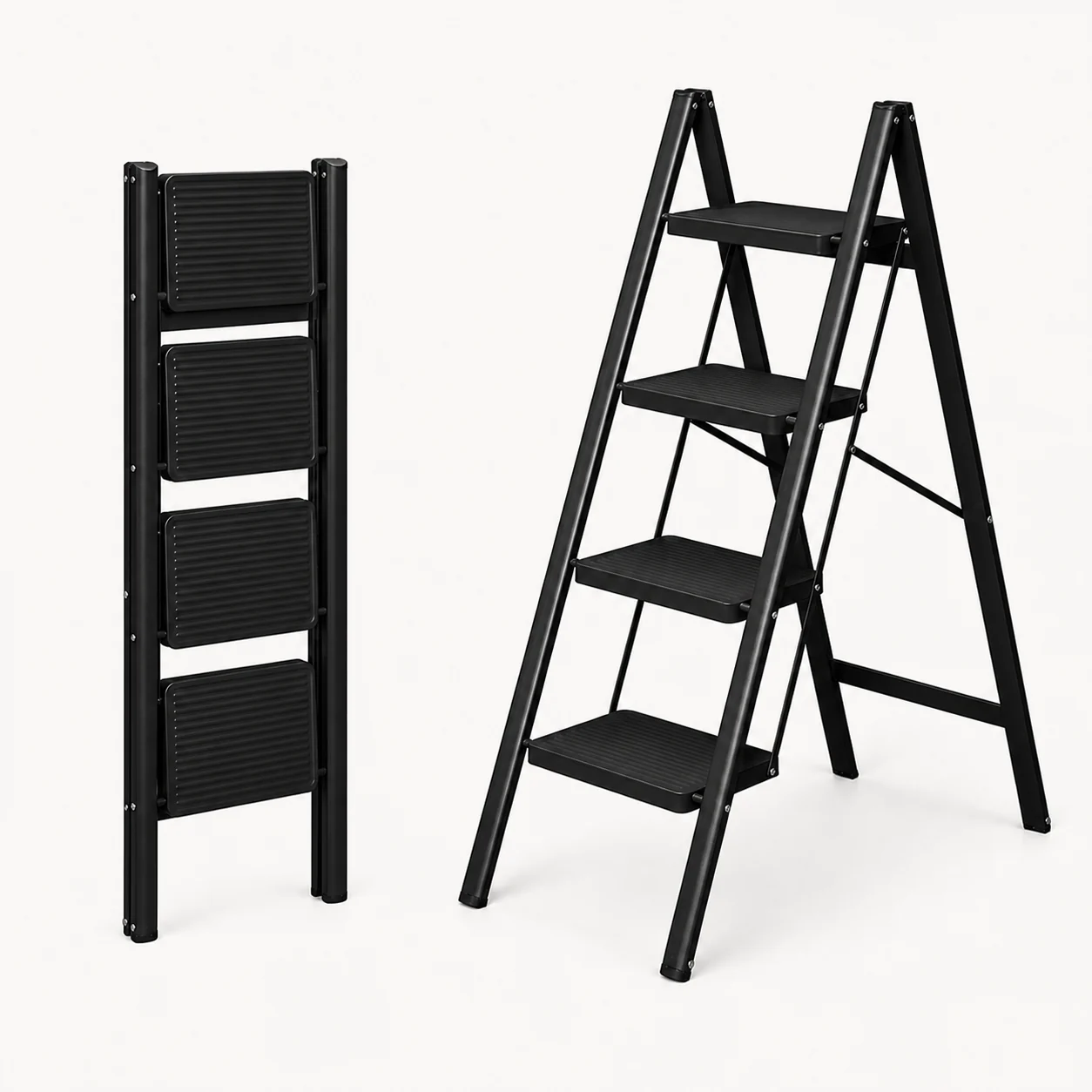ARK11 black four-step folded and opened ladder