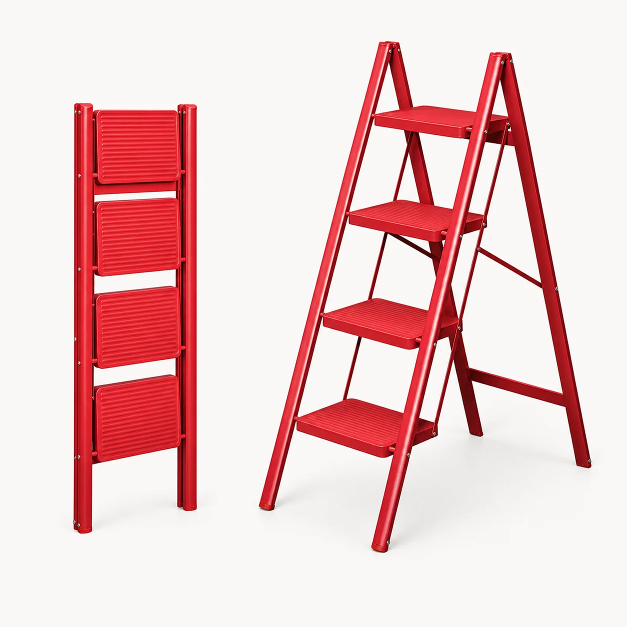 ARK11 red four-step folded and opened ladder