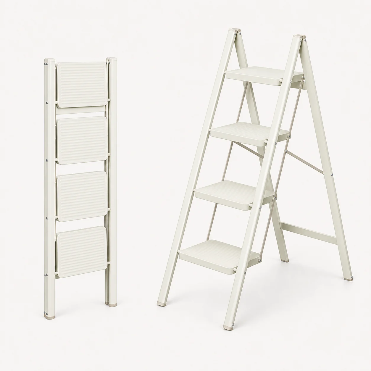 ARK11 white four-step folded and opened ladder