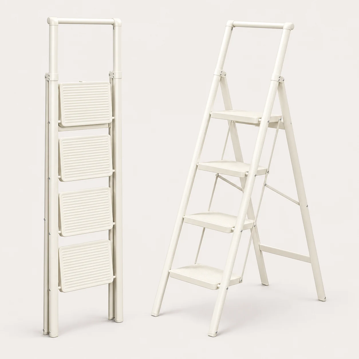 ARK11F white four-step folded and opened ladder