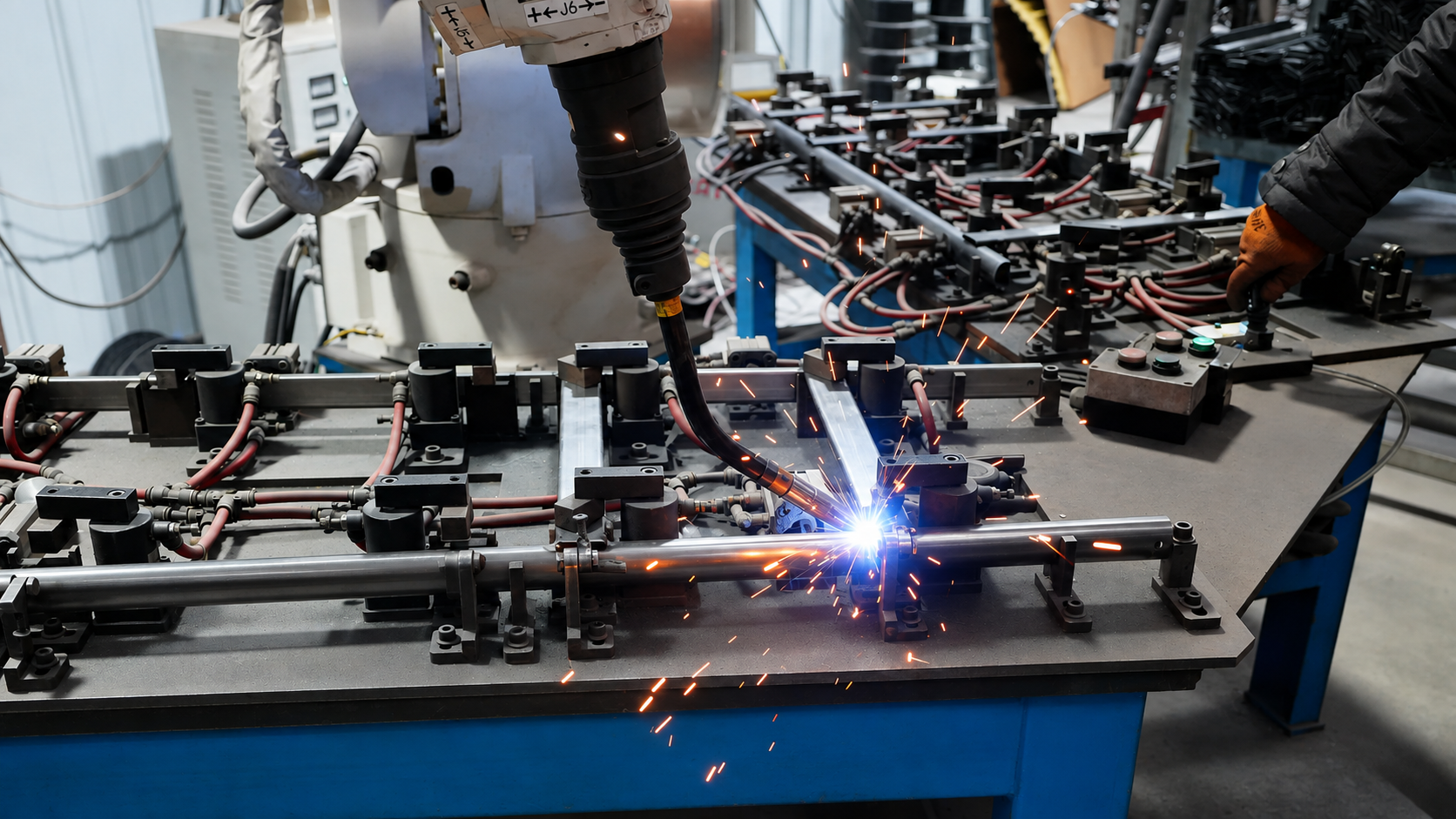 Robotic welding line for ladder frame production