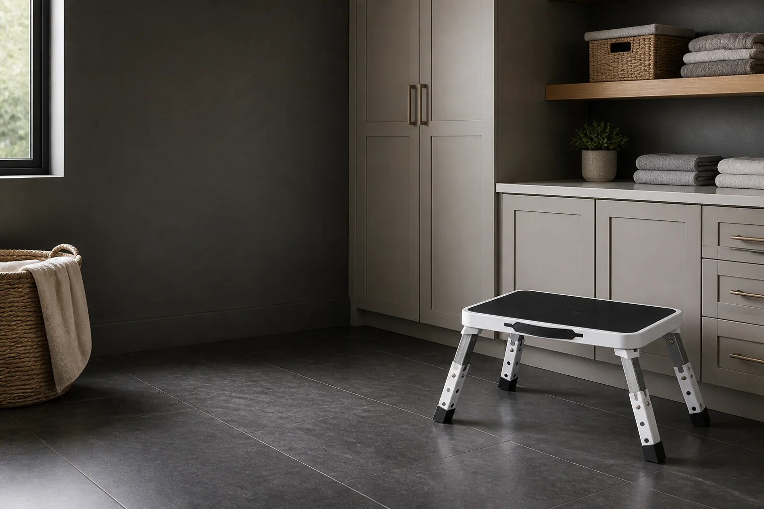 W38S adjustable folding work platform in a modern utility room