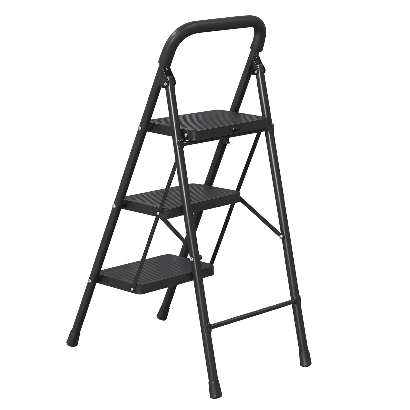 WF30H black three-step ladder angle view