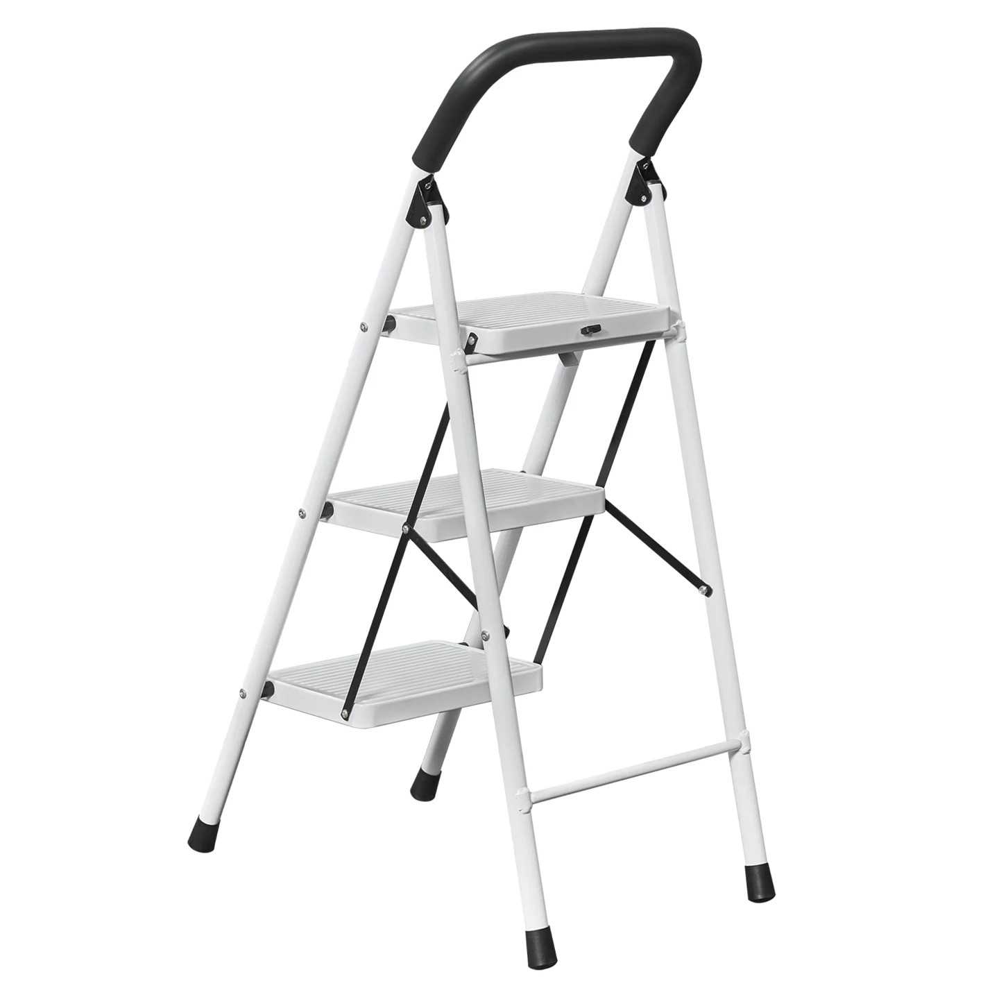 WF30HC white three-step ladder angle view